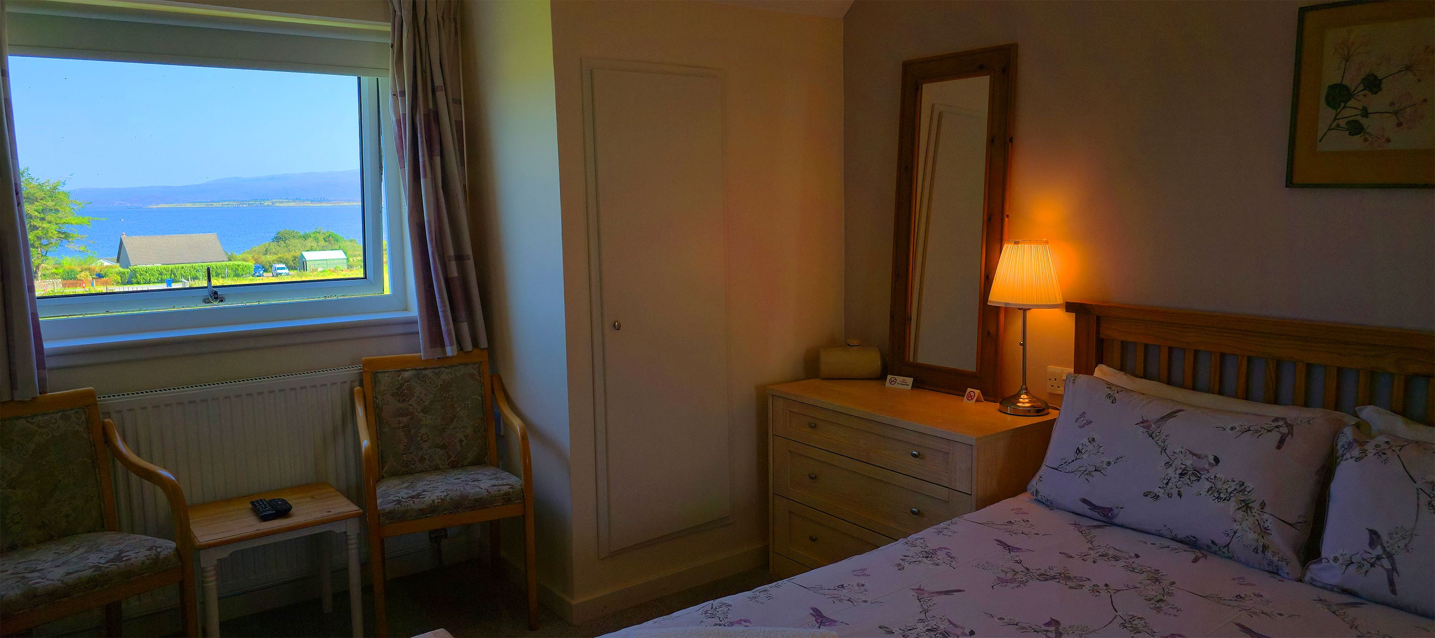 Our bed and breakfast accommodation in Broadford contains King Size double beds with sea views